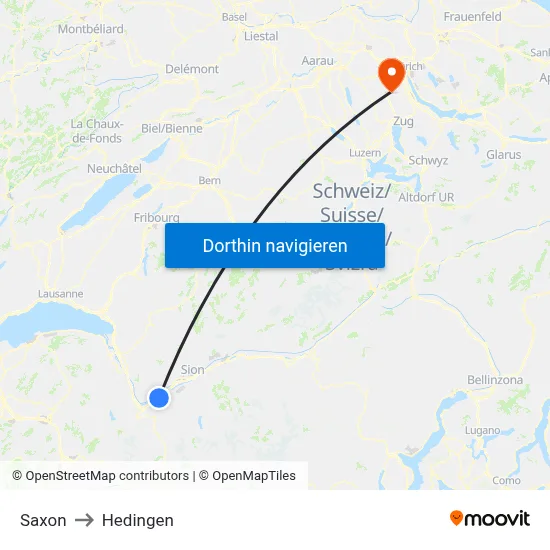 Saxon to Hedingen map