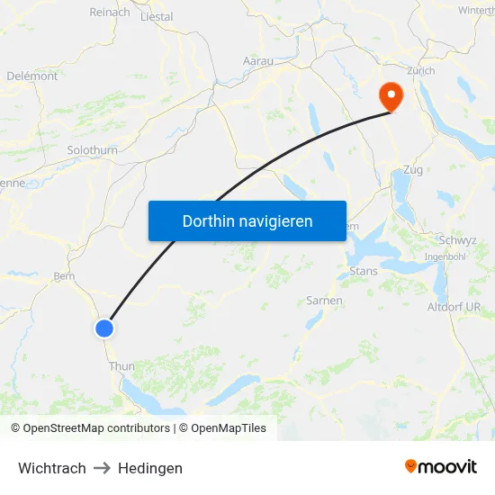 Wichtrach to Hedingen map
