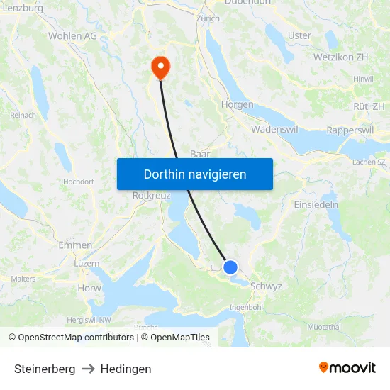 Steinerberg to Hedingen map