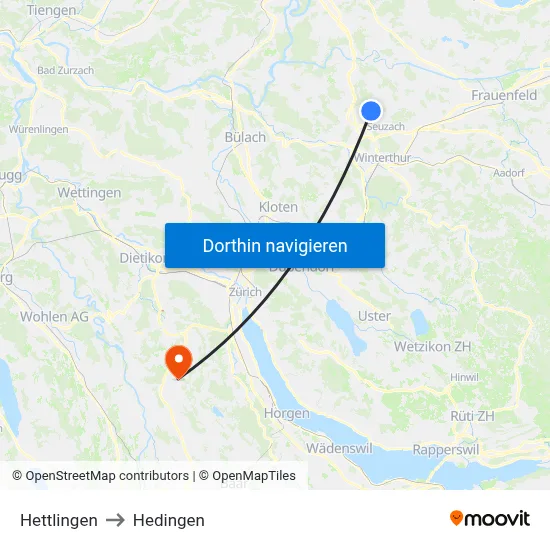 Hettlingen to Hedingen map
