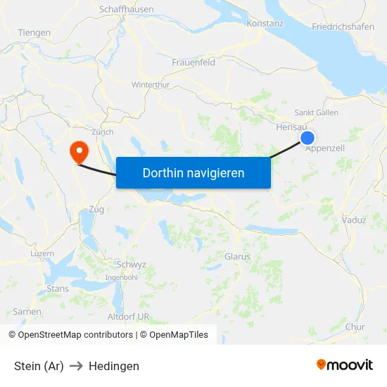 Stein (Ar) to Hedingen map