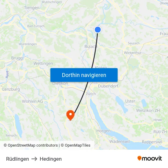Rüdlingen to Hedingen map