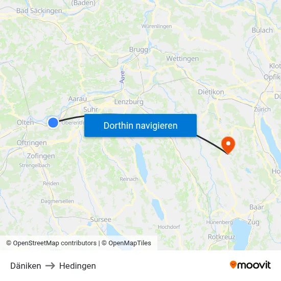 Däniken to Hedingen map