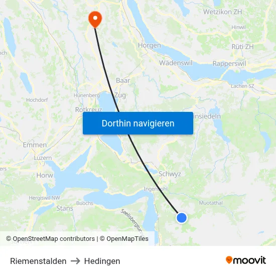 Riemenstalden to Hedingen map