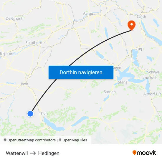 Wattenwil to Hedingen map