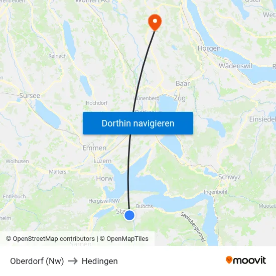 Oberdorf (Nw) to Hedingen map