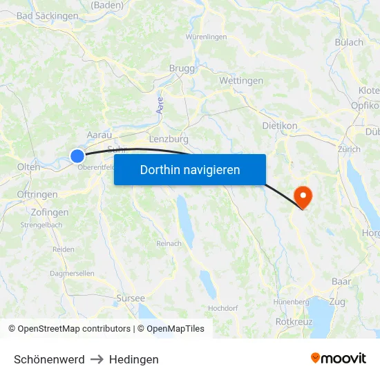 Schönenwerd to Hedingen map