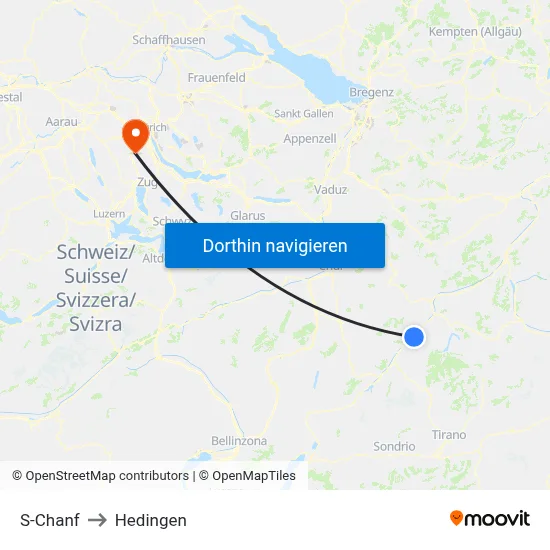 S-Chanf to Hedingen map