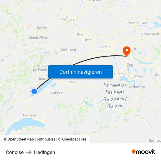Concise to Hedingen map