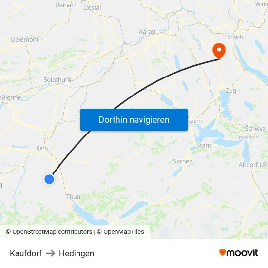 Kaufdorf to Hedingen map