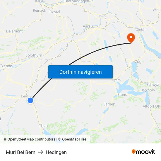 Muri Bei Bern to Hedingen map