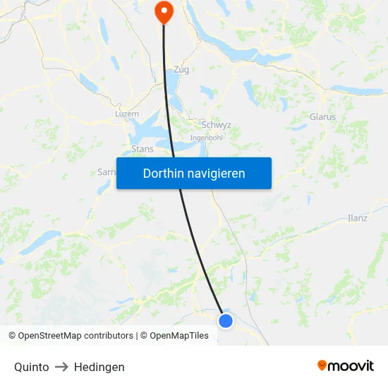 Quinto to Hedingen map