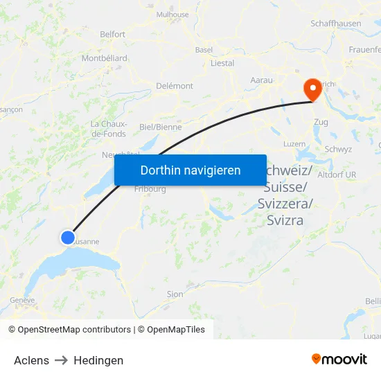 Aclens to Hedingen map