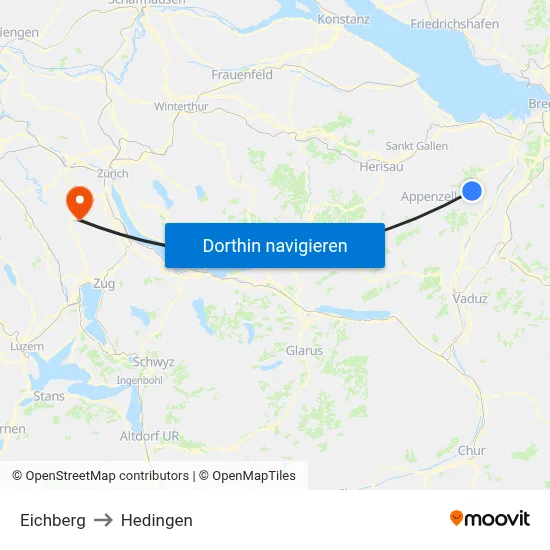 Eichberg to Hedingen map