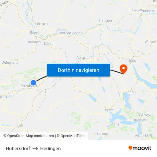 Hubersdorf to Hedingen map