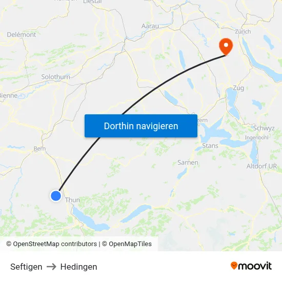 Seftigen to Hedingen map