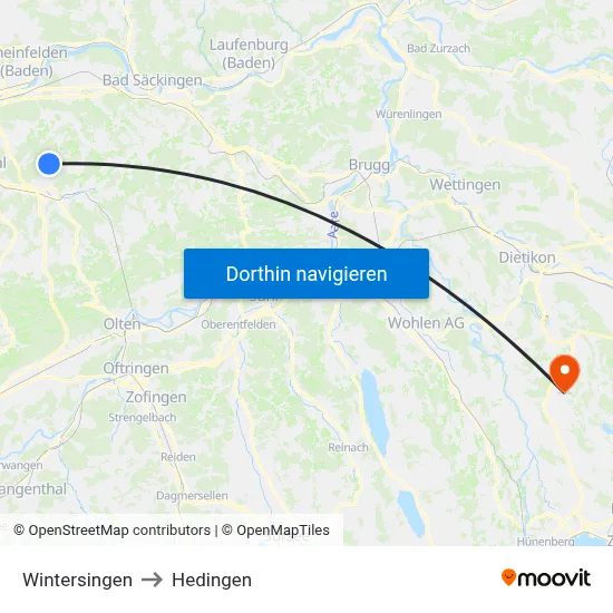 Wintersingen to Hedingen map