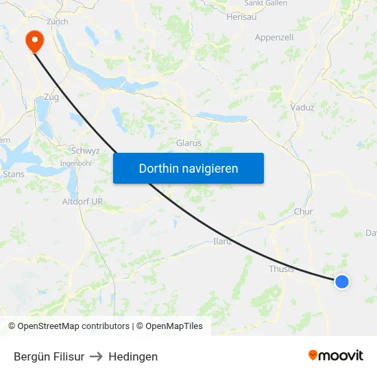 Bergün Filisur to Hedingen map