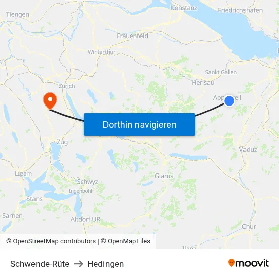Schwende-Rüte to Hedingen map