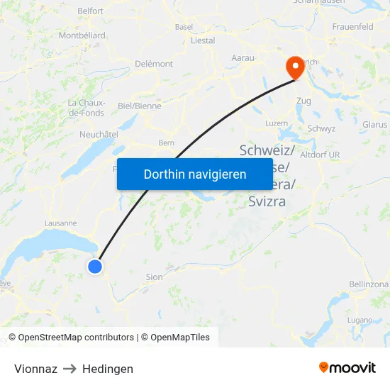 Vionnaz to Hedingen map