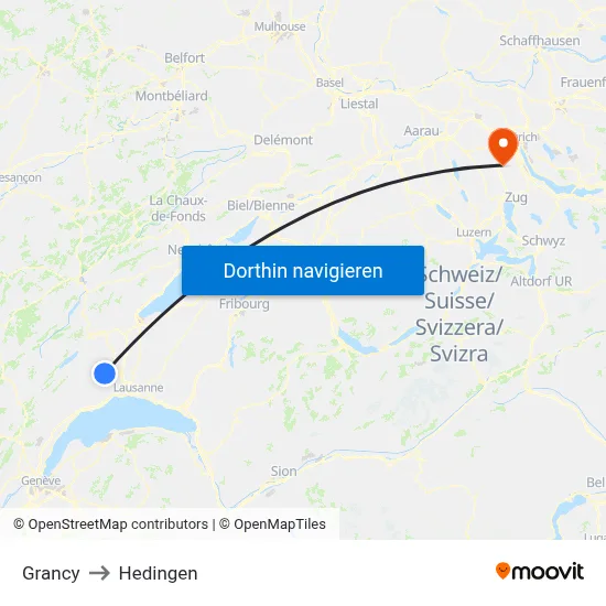 Grancy to Hedingen map