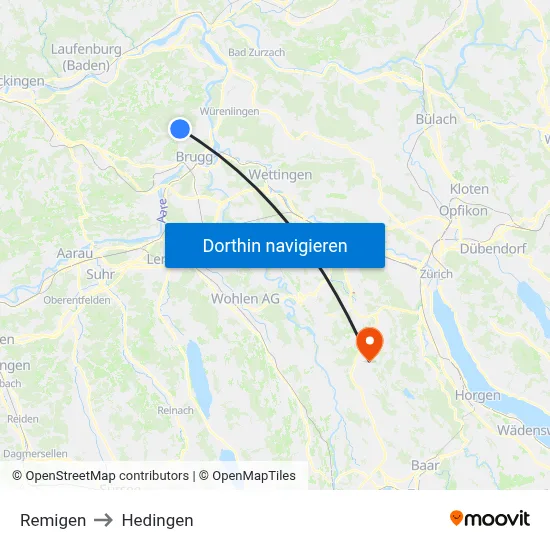Remigen to Hedingen map