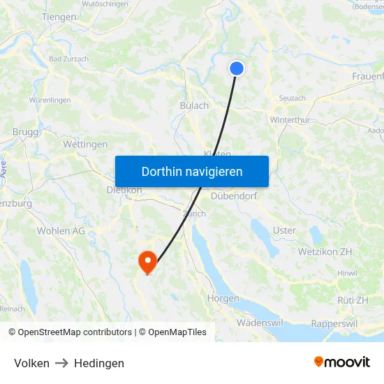Volken to Hedingen map