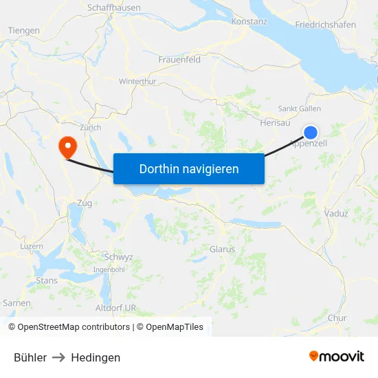 Bühler to Hedingen map