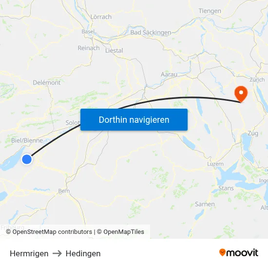 Hermrigen to Hedingen map