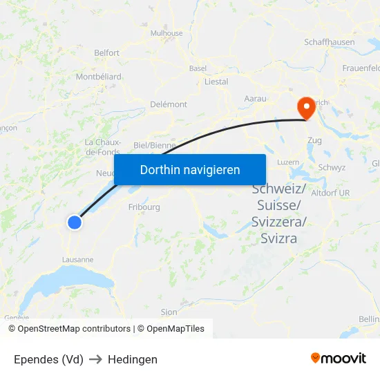 Ependes (Vd) to Hedingen map