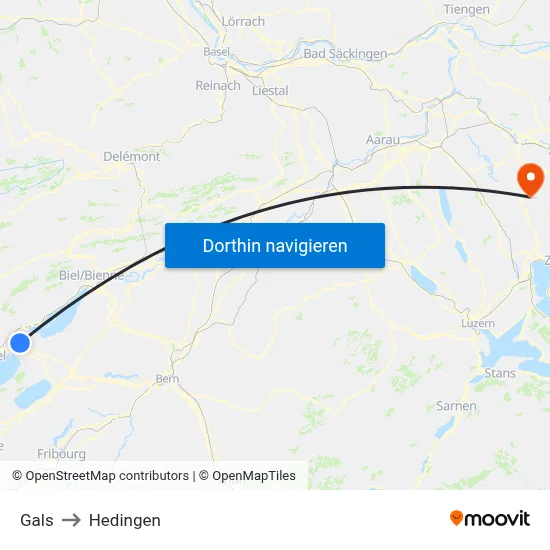 Gals to Hedingen map