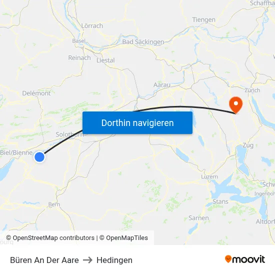 Büren An Der Aare to Hedingen map
