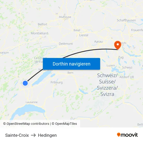 Sainte-Croix to Hedingen map