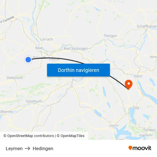 Leymen to Hedingen map