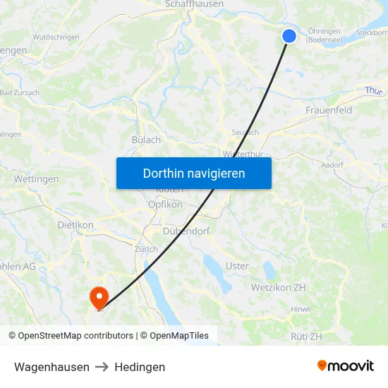 Wagenhausen to Hedingen map