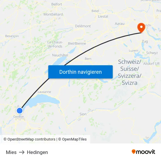 Mies to Hedingen map