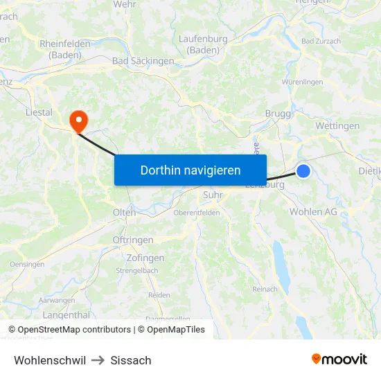 Wohlenschwil to Sissach map