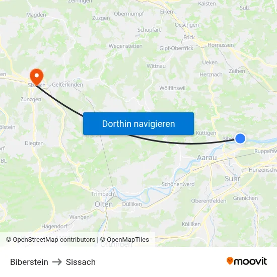 Biberstein to Sissach map