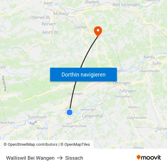 Walliswil Bei Wangen to Sissach map