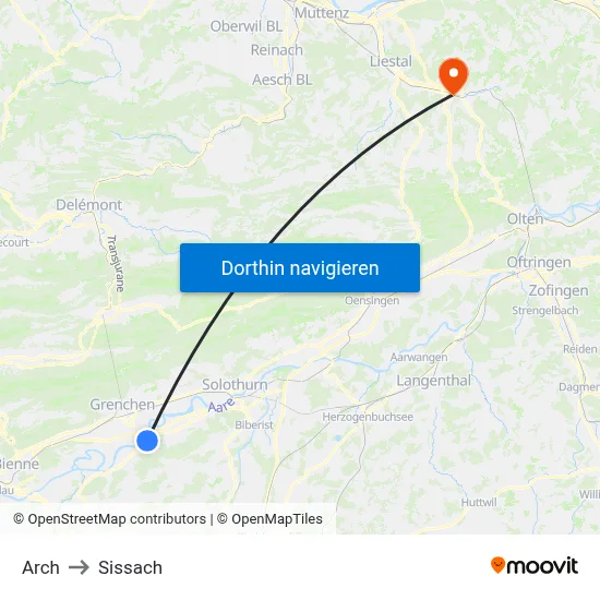 Arch to Sissach map