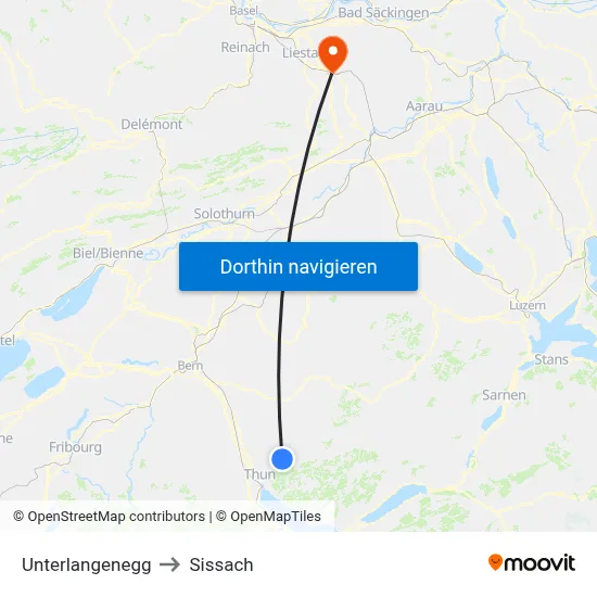 Unterlangenegg to Sissach map