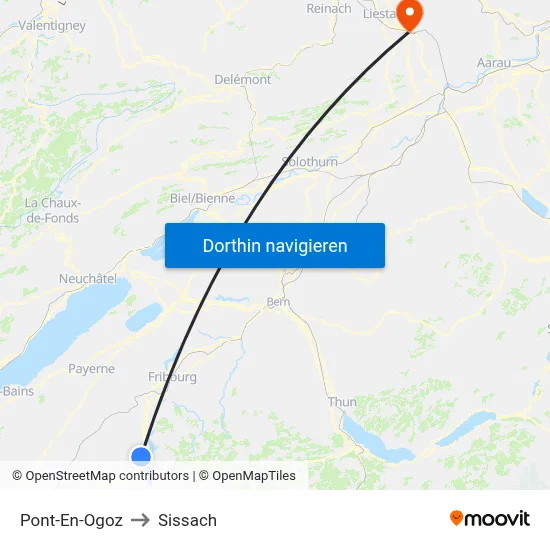 Pont-En-Ogoz to Sissach map