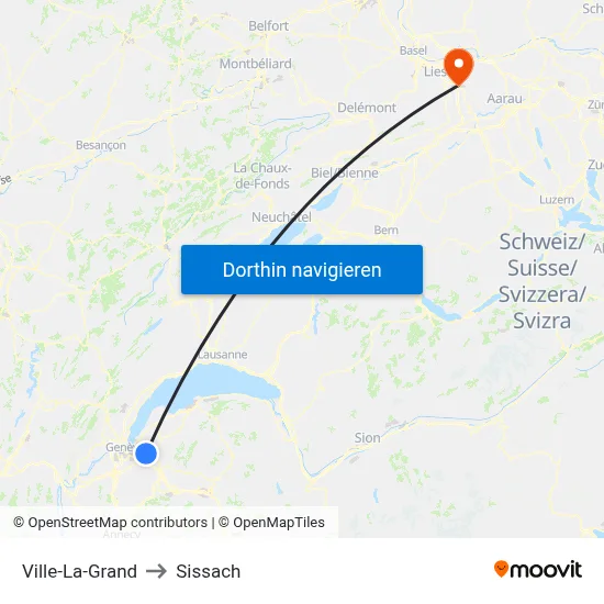 Ville-La-Grand to Sissach map