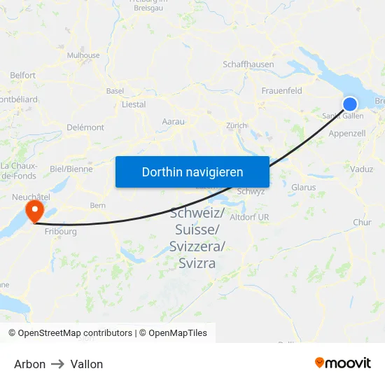 Arbon to Vallon map