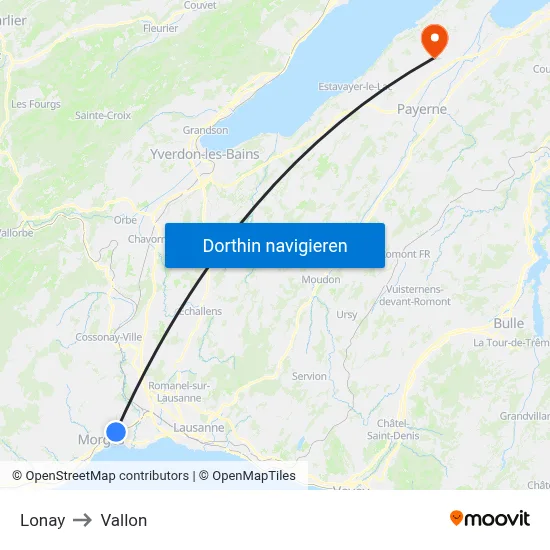 Lonay to Vallon map