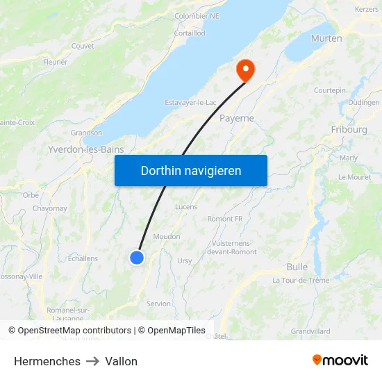 Hermenches to Vallon map
