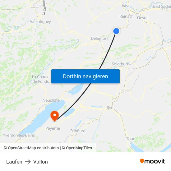 Laufen to Vallon map