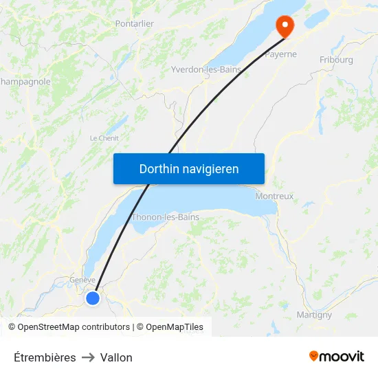 Étrembières to Vallon map
