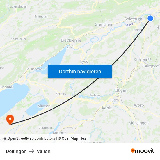 Deitingen to Vallon map