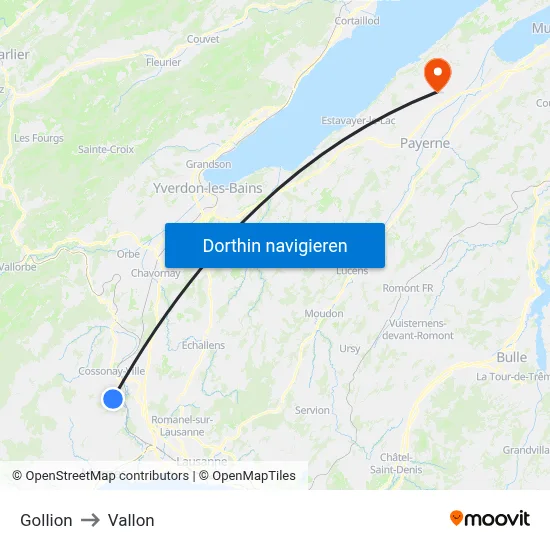 Gollion to Vallon map